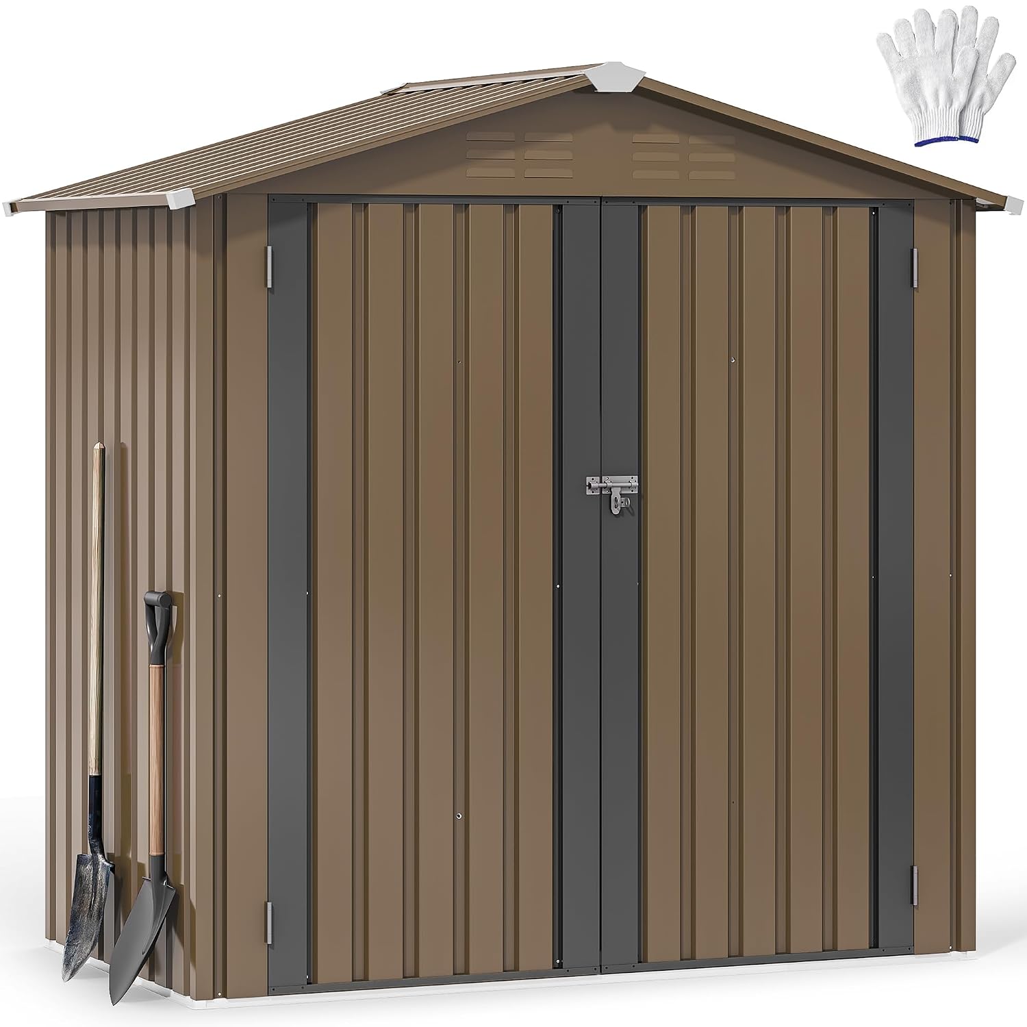Gardening Tools Of - 6x4ft Metal Outdoor Storage Shed, Waterproof