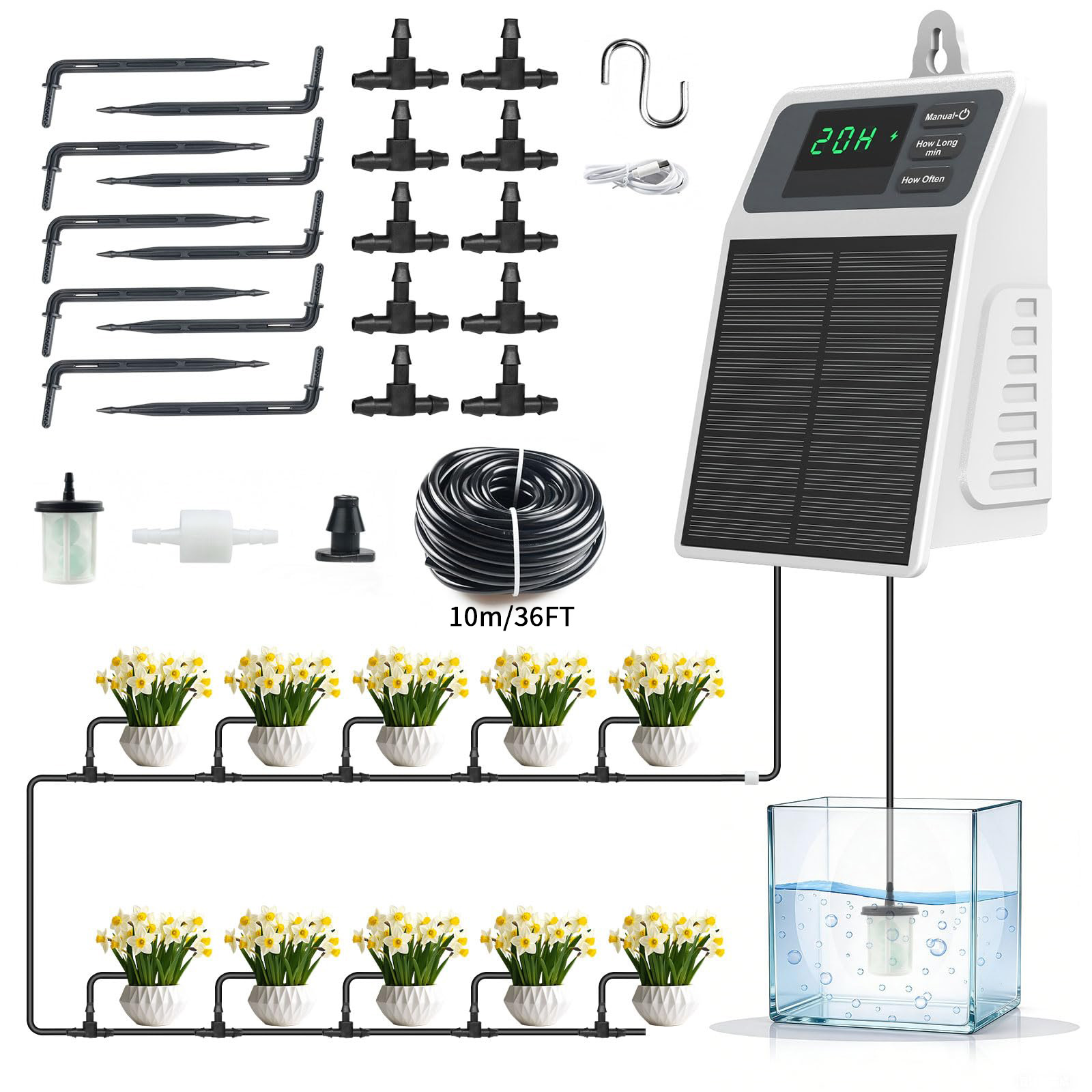 Automatic Plant Waterer - Upgraded Solar Drip Irrigation System Automatic
