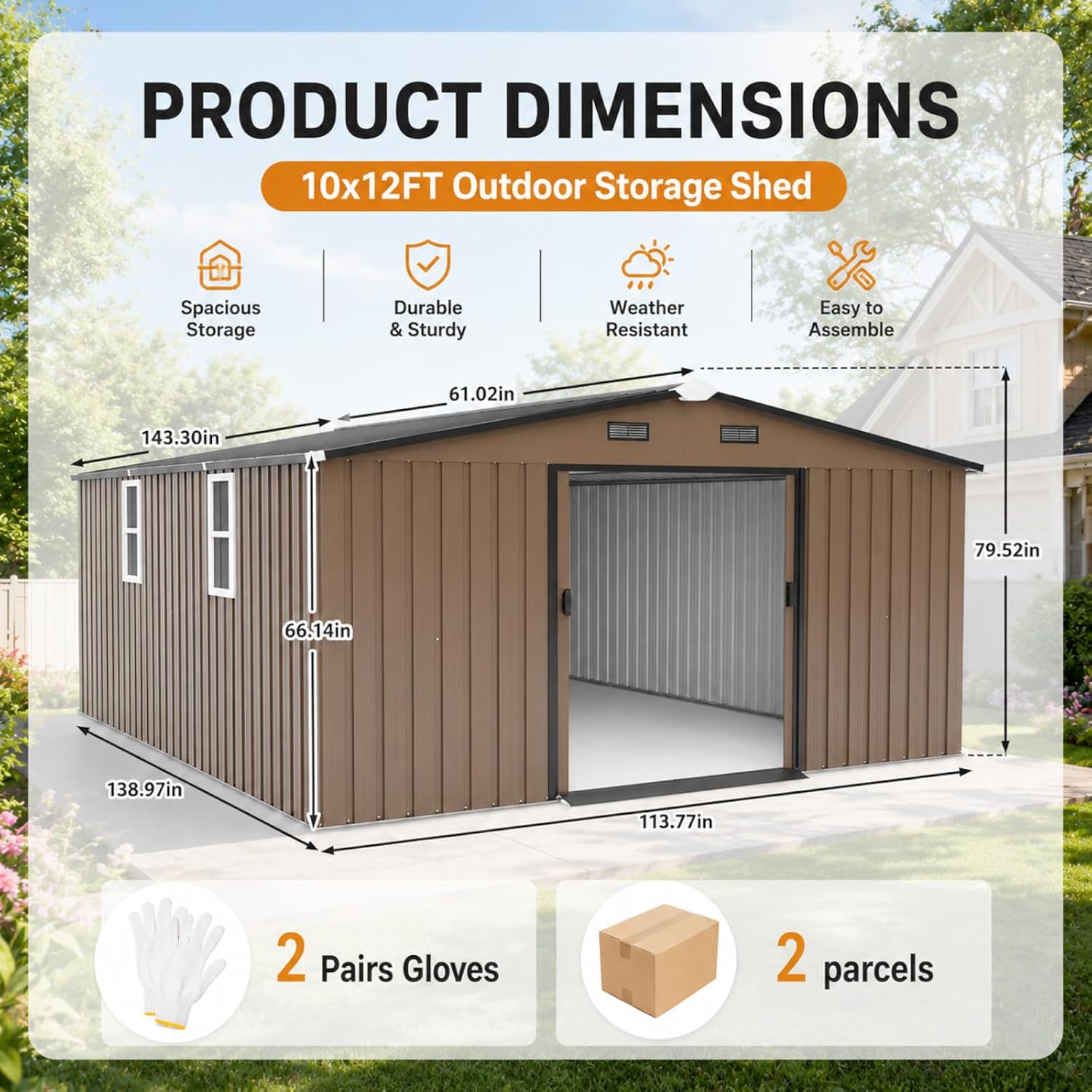 Metal Storage Shed 10x12FT Out - Gardening Tools Of 评论和价格