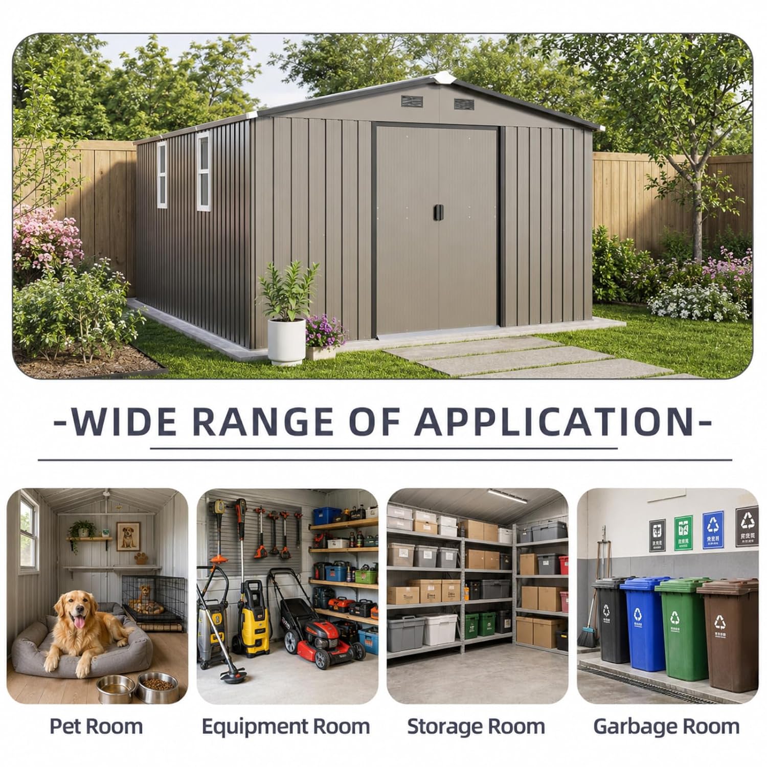 Metal Storage Shed 10x12FT Out - Gardening Tools Of 评论和价格