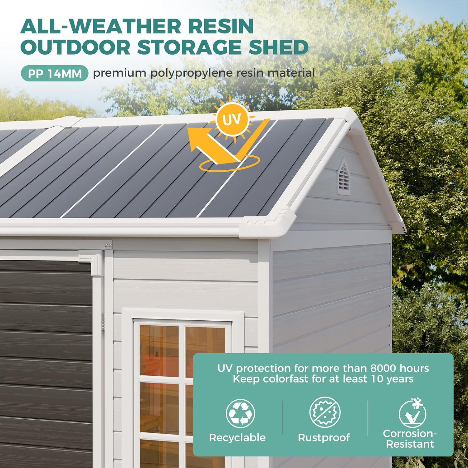 8x6 FT Resin Shed with Floor 1 - Gardening Tools Of 评论和价格