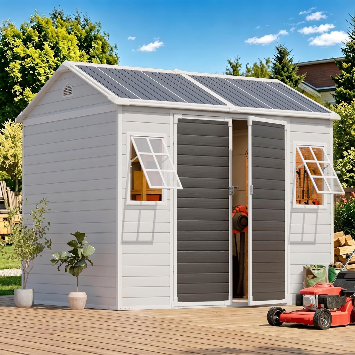 8x6 FT Resin Shed with Floor 1 - Gardening Tools Of 评论和价格