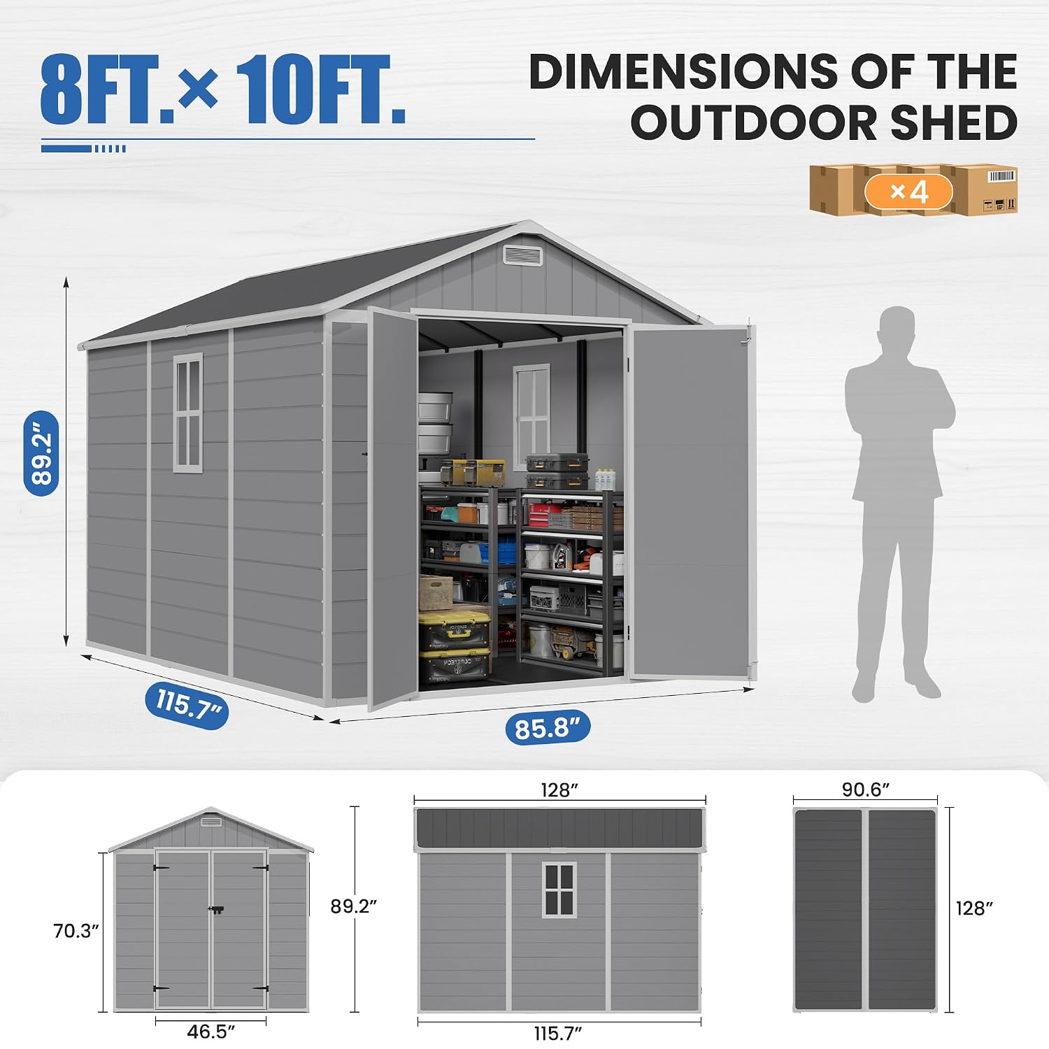 8X10 FT Outdoor Resin Shed, Ou - Gardening Tools Organiser 评论和价格