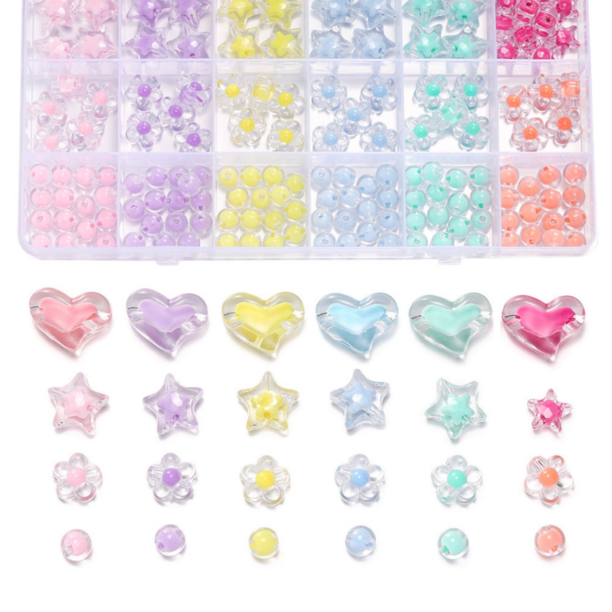 174pcs/Box Heart Acrylic Beads - Gardening Tools Diy 评论和价格