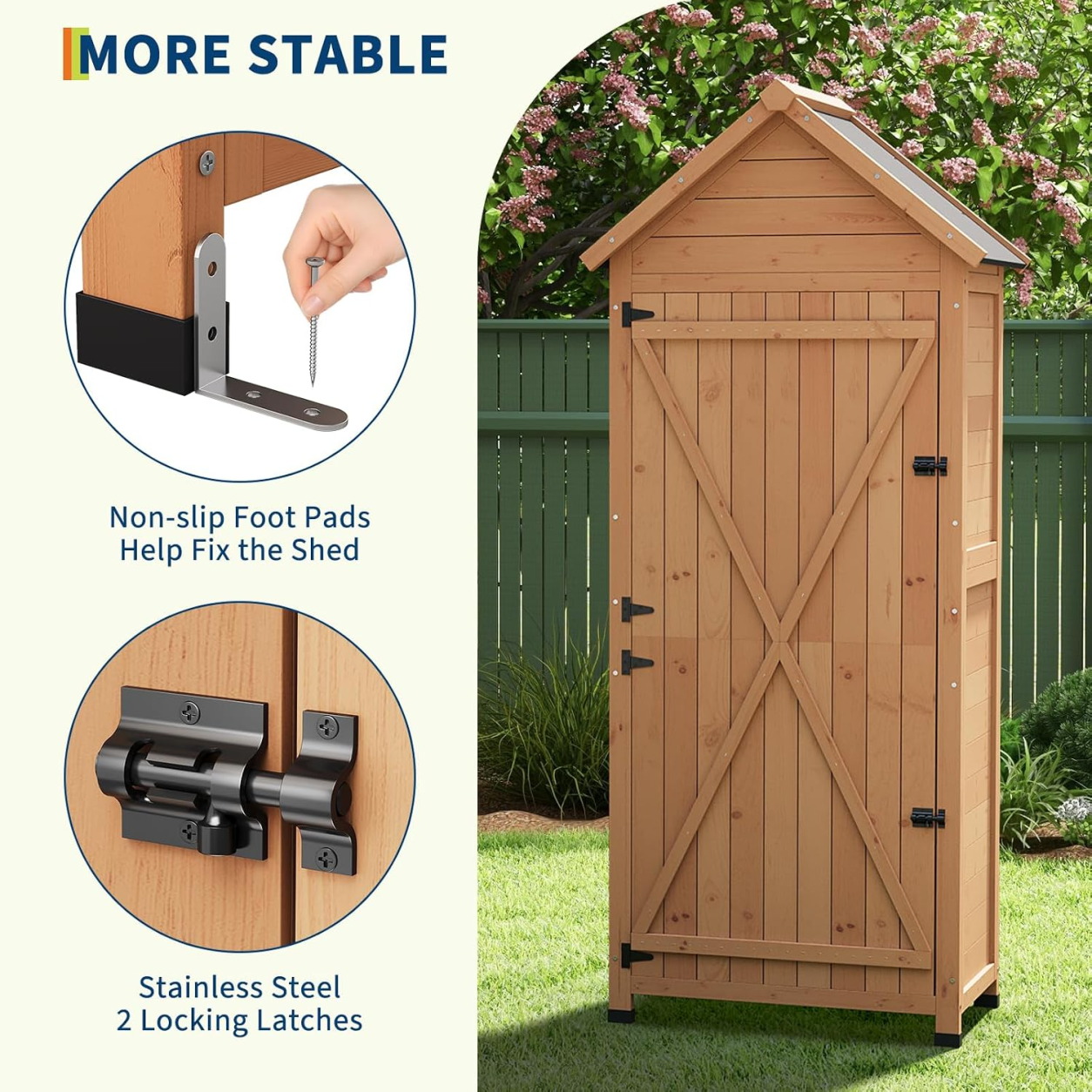 Outdoor Wooden Storage Cabinet - Gardening Tools Organiser 评论和价格