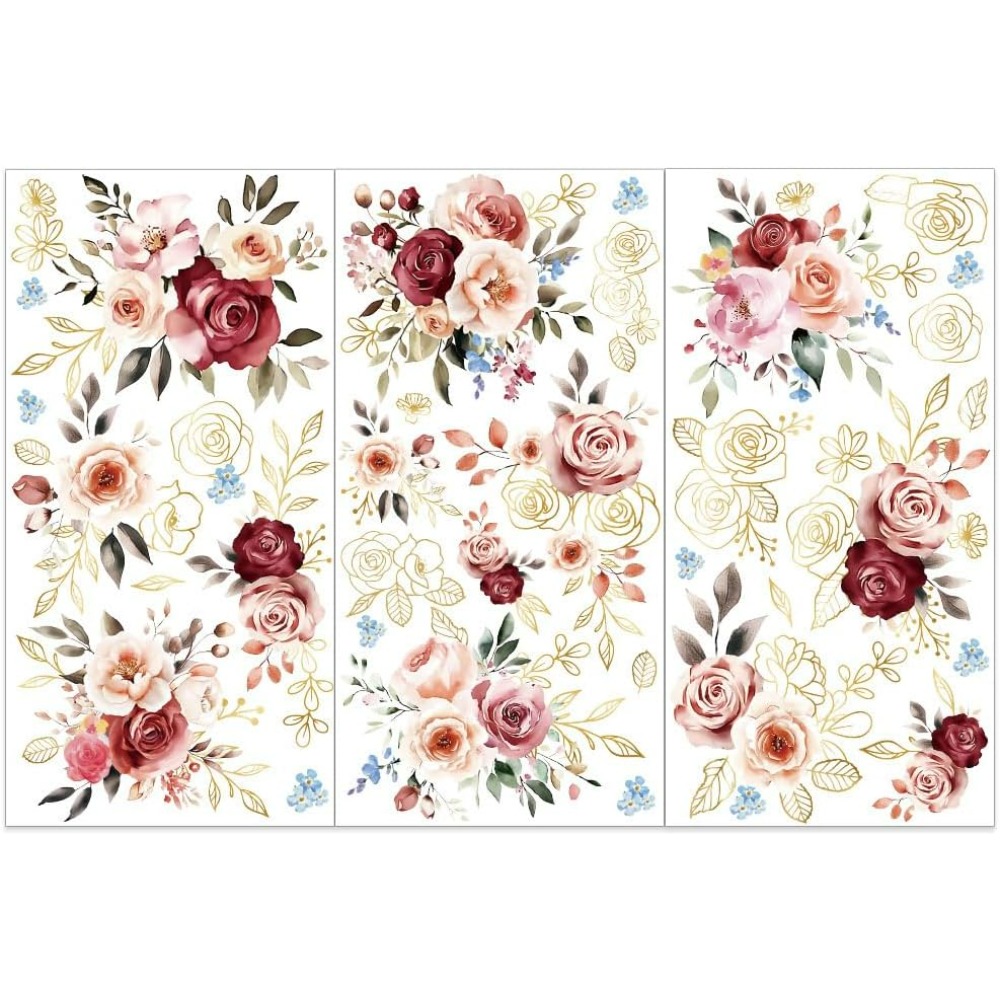 3pcs/Set Watercolor Roses Rub  - Gardening Tools Diy 评论和价格