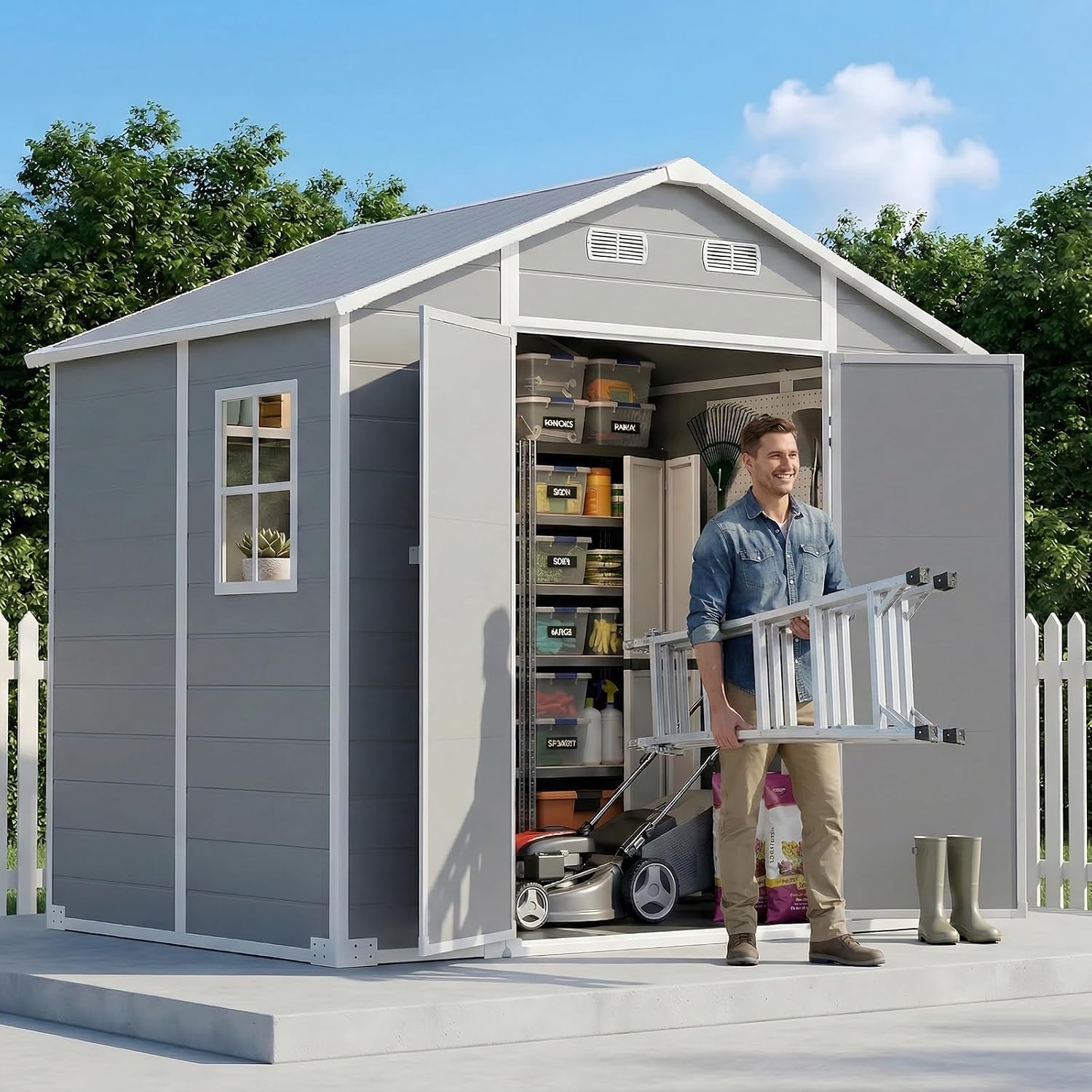 8×6 FT Outdoor Storage Shed wi - Gardening Tools Of 评论和价格