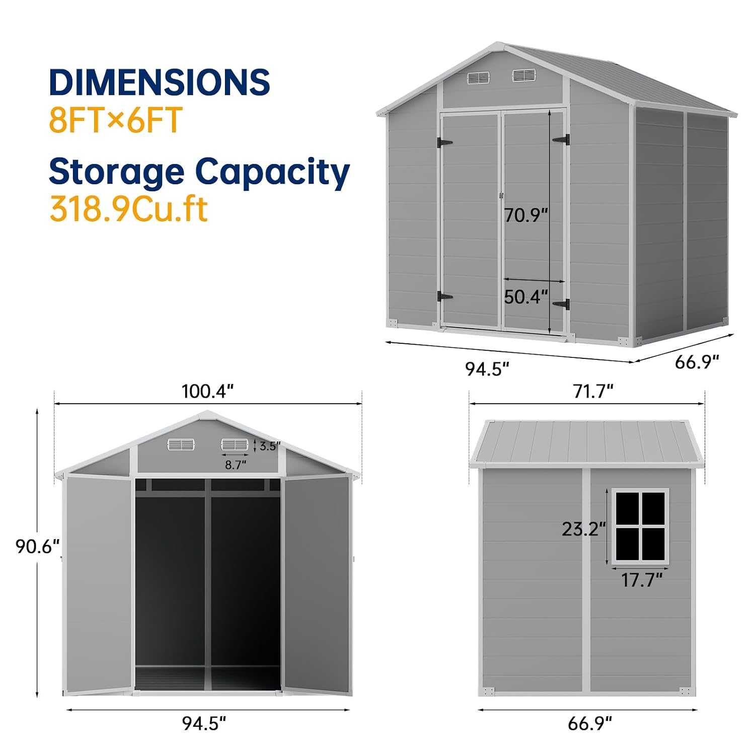 8×6 FT Outdoor Storage Shed wi - Gardening Tools Of 评论和价格