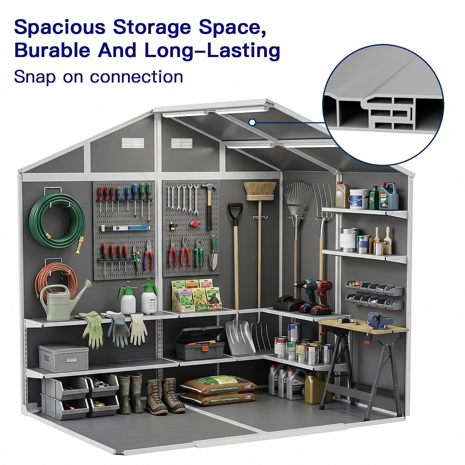 8×6 FT Outdoor Storage Shed wi - Gardening Tools Of 评论和价格