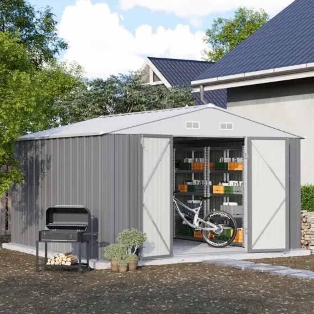 10x10 FT Metal Storage Shed, B - Gardening Tools Of 评论和价格