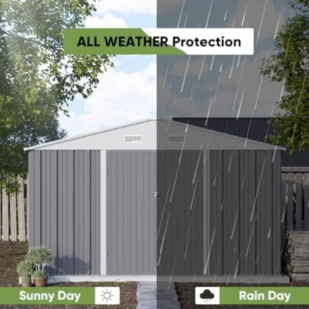 10x10 FT Metal Storage Shed, B - Gardening Tools Of 评论和价格